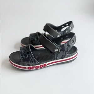 Crocs Kids Sandals J3 Black Camo Sport Strap Comfort Shoes